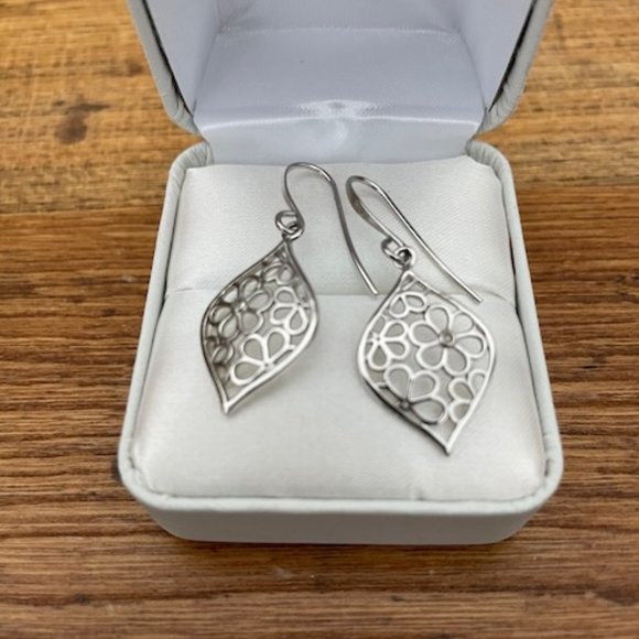 Sterling Silver Diamond Flower Earrings - Picture 1 of 2